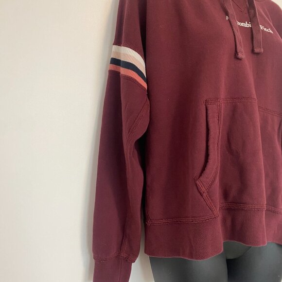 Abercrombie Fitch Pullover Hoodie Sweater Striped Maroon Size XL - Picture 2 of 8